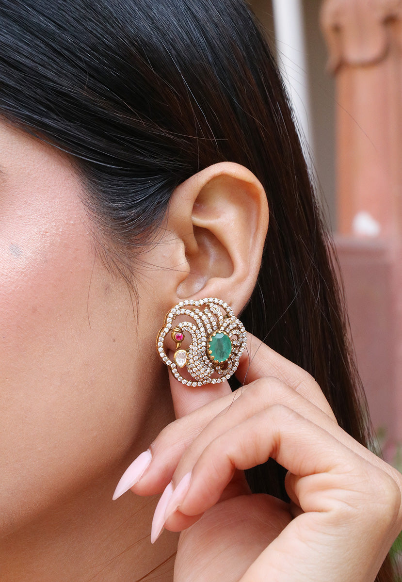 Pista Green American Diamond Stud