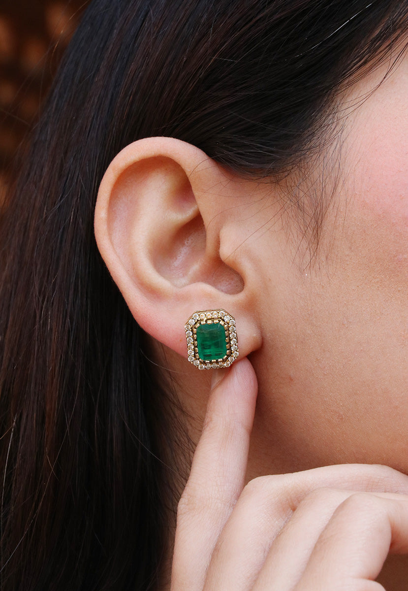 Emerald Stone Studs For Daily Wear 