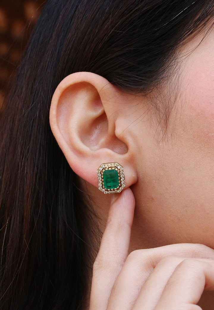 Emerald Stone Studs For Daily Wear 