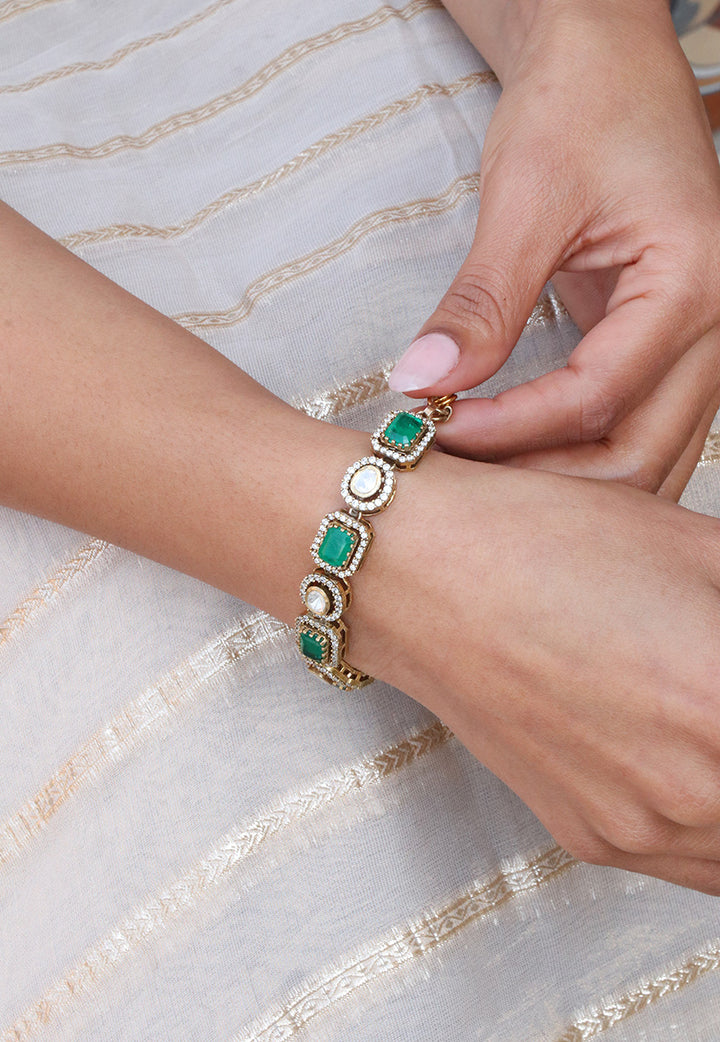 Classy Emerald Stone Gold Bracelet
