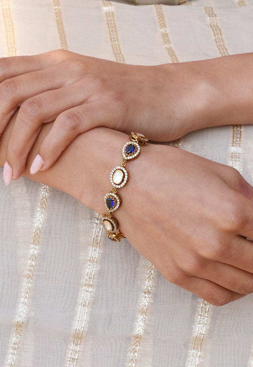 Blue Stone Gold Finish Bracelet