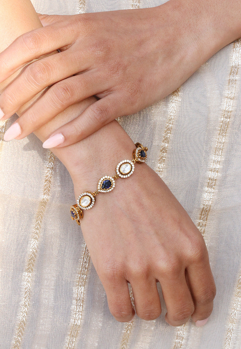 Blue Stone Gold Finish Bracelet