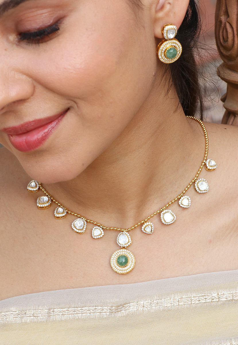 Minimal Green Necklace Set