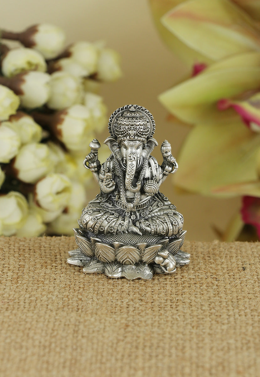 Silver Ganesha Murti for Car Decor