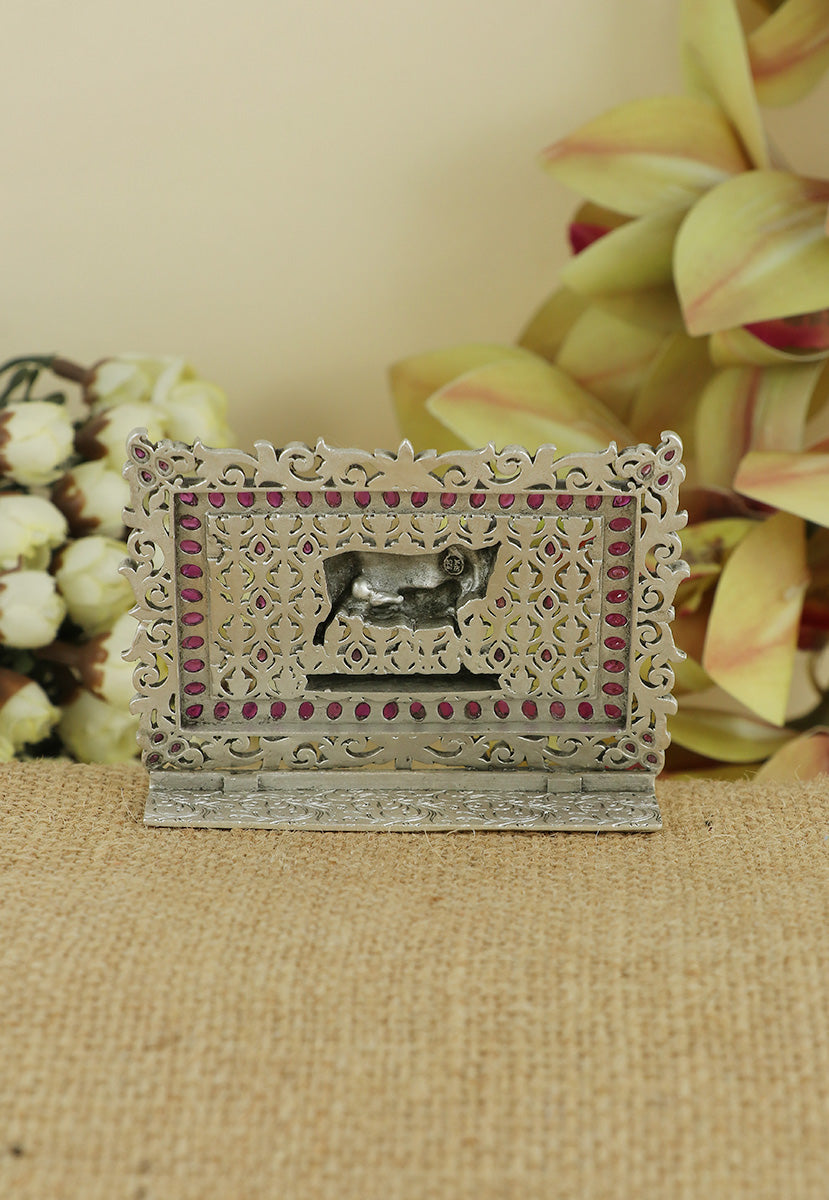 Silver Kamdhenu Cow and calf Idol for Mandir & gifting