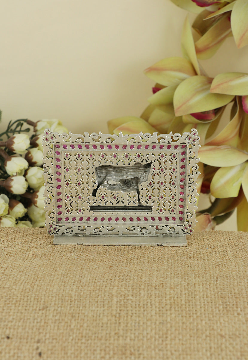 Silver Kamdhenu Cow and calf Idol for Mandir & gifting