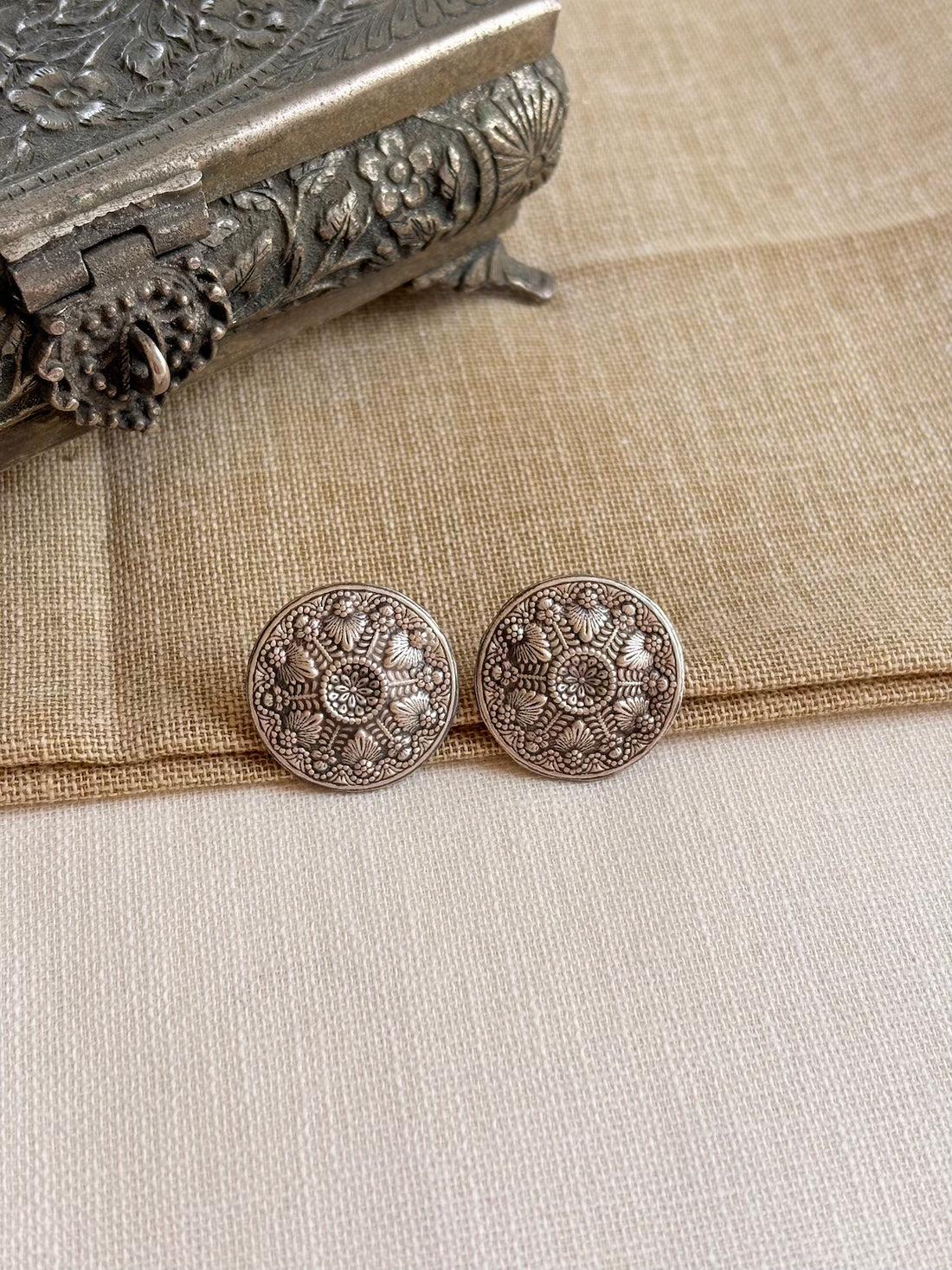 Silver Round Tribal Studs