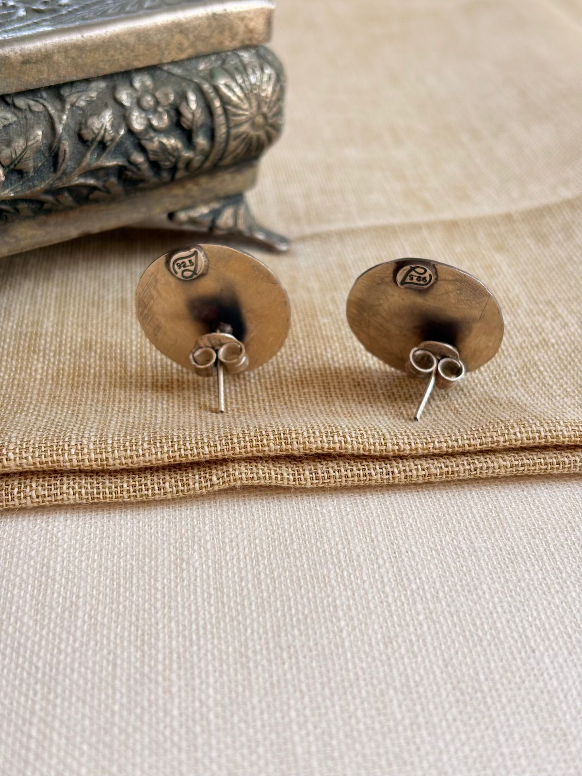 Silver Round Tribal Studs