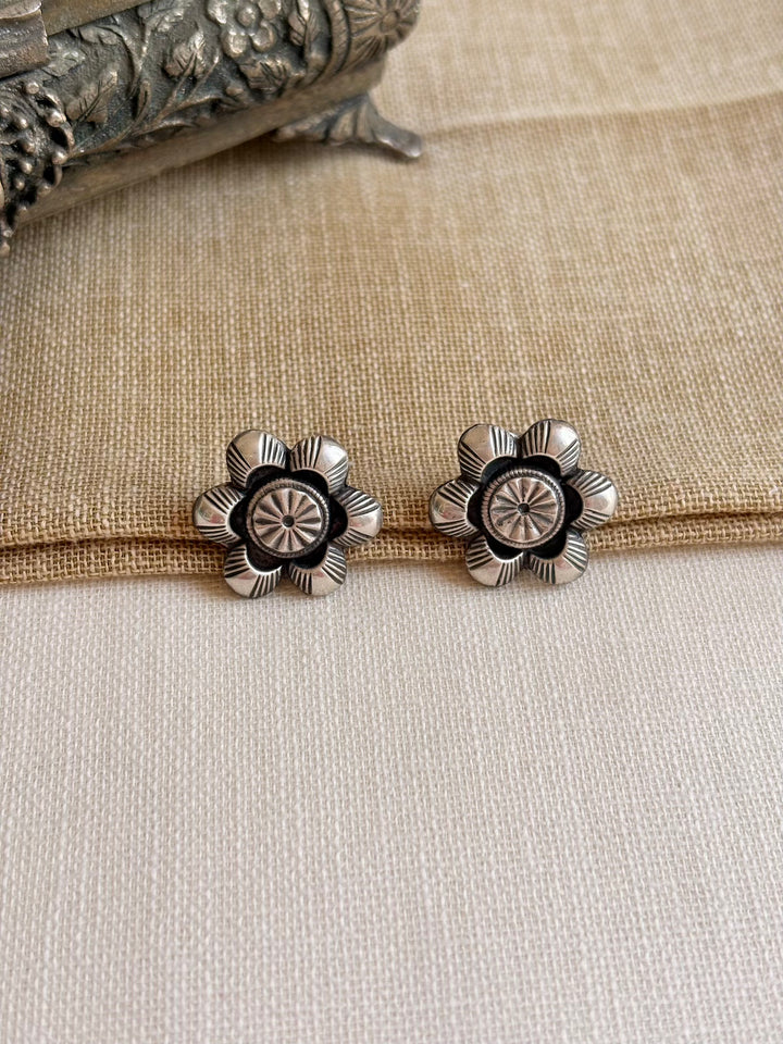 Silver Flower Tribal Studs