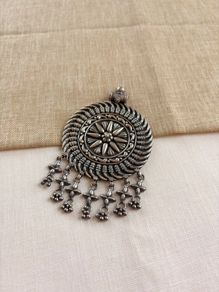 Pure Silver Tribal Round Pendant