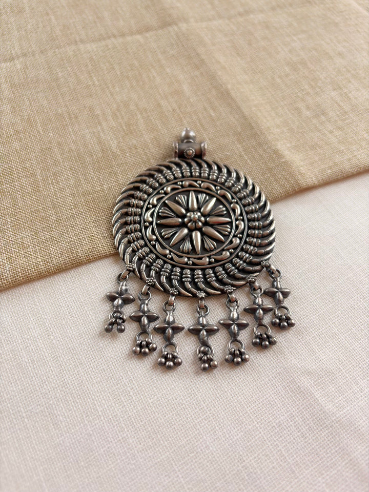 Pure Silver Tribal Round Pendant