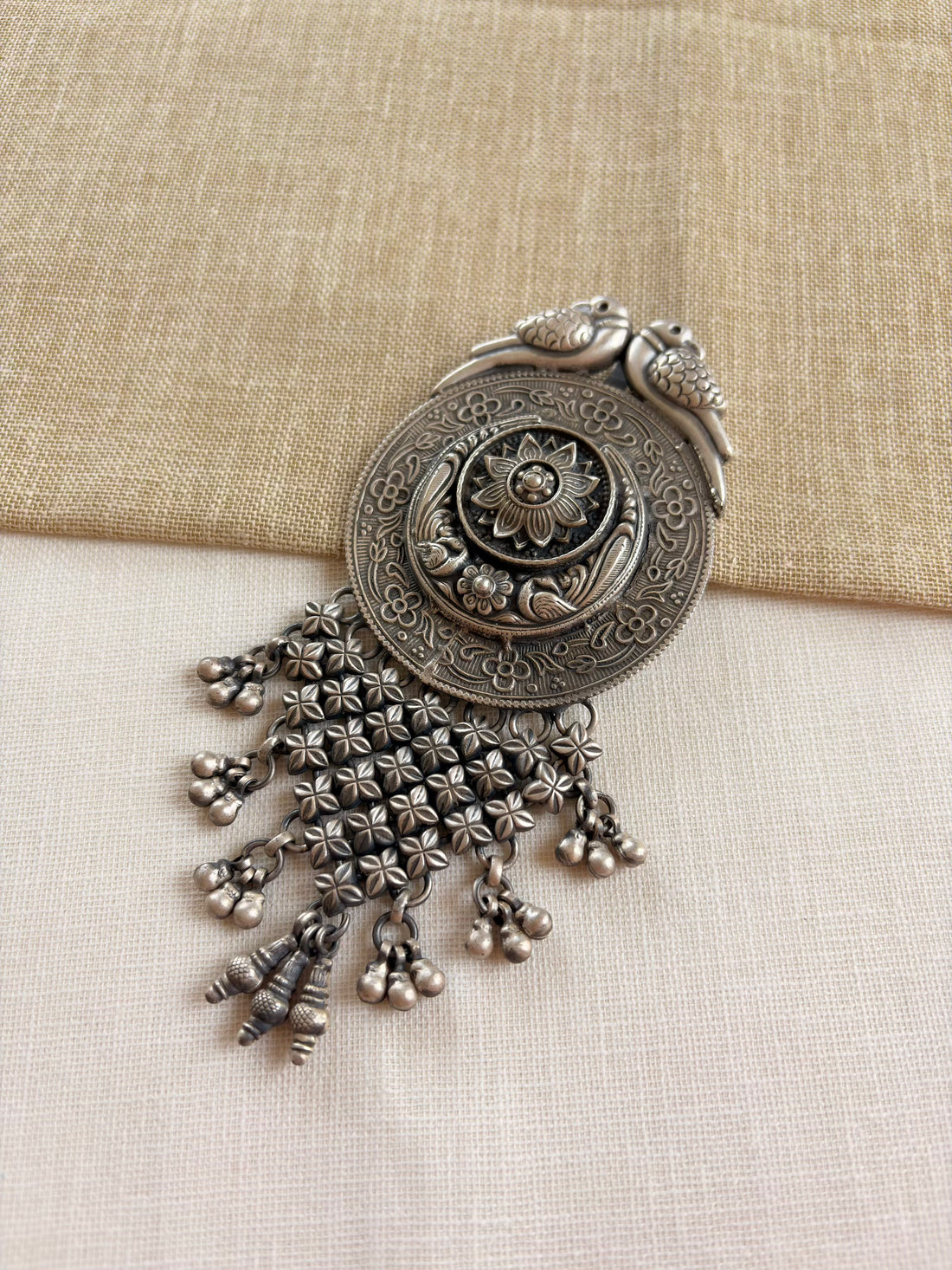 Pure Silver Tribal Round Antique Pendant