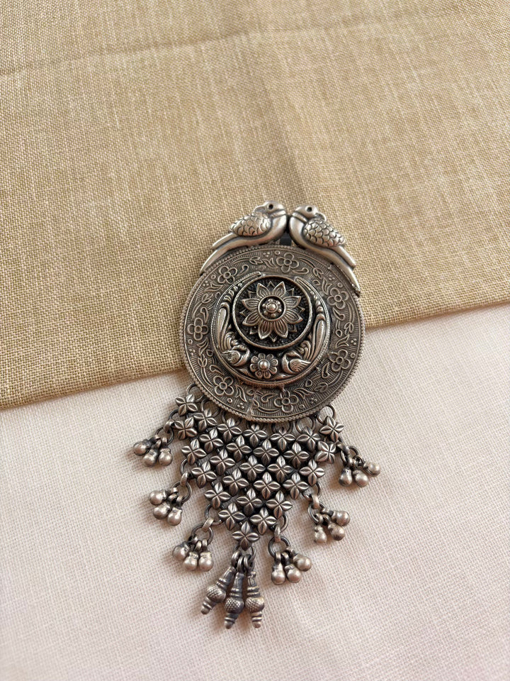 Pure Silver Tribal Round Antique Pendant