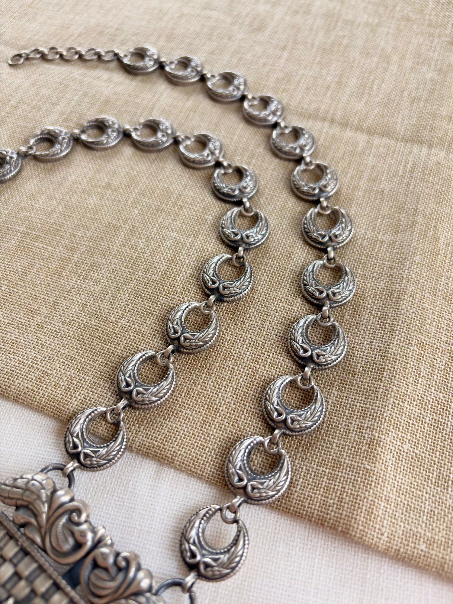 Silver Square Traditional Ghungroo Necklace