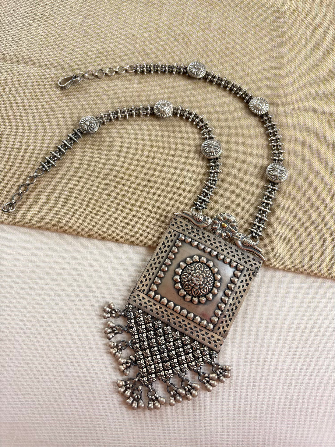 Silver Oxidised Traditional Ghungroo Necklace