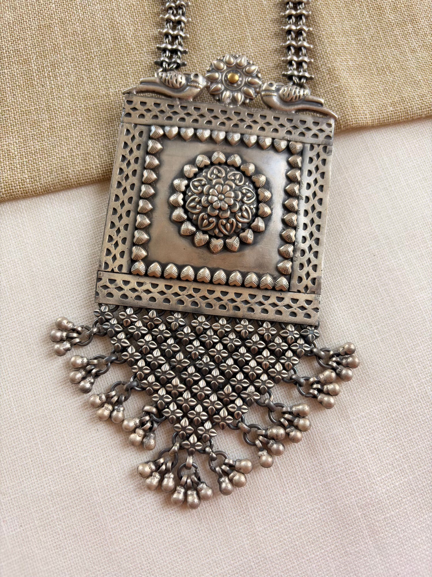 Silver Oxidised Traditional Ghungroo Necklace