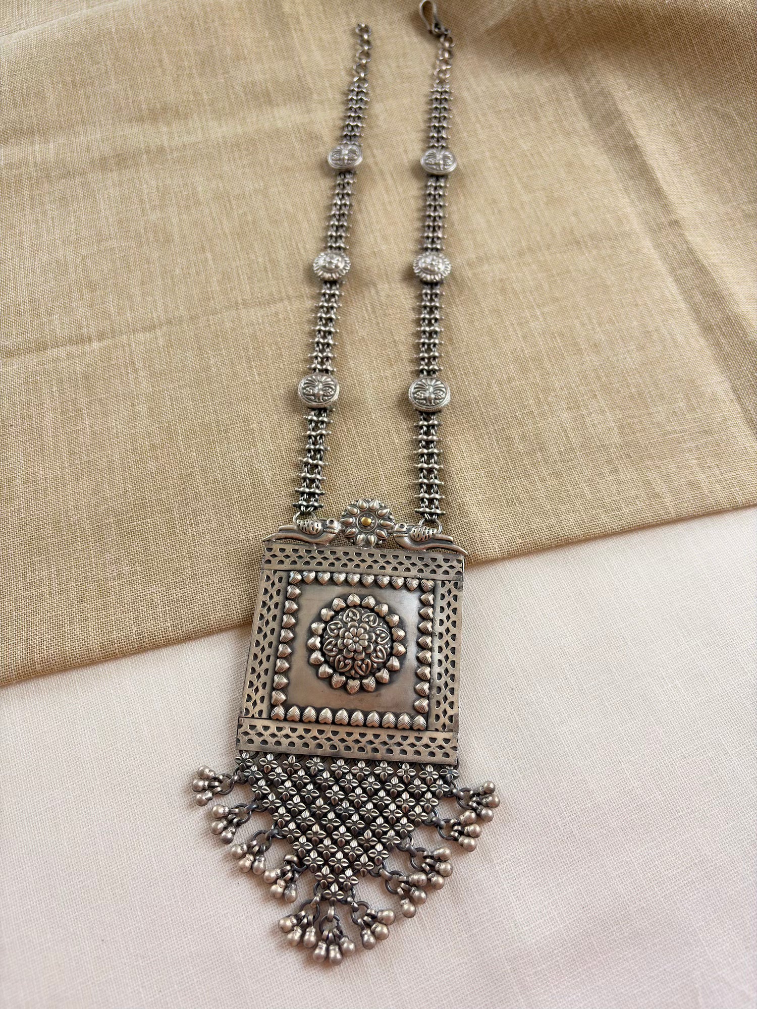 Silver Oxidised Traditional Ghungroo Necklace