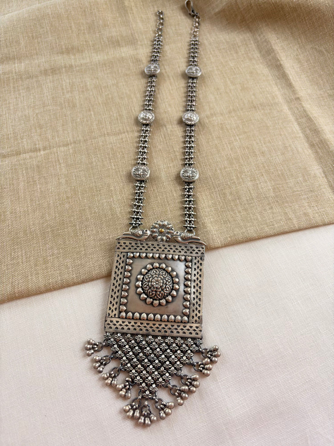 Silver Oxidised Traditional Ghungroo Necklace
