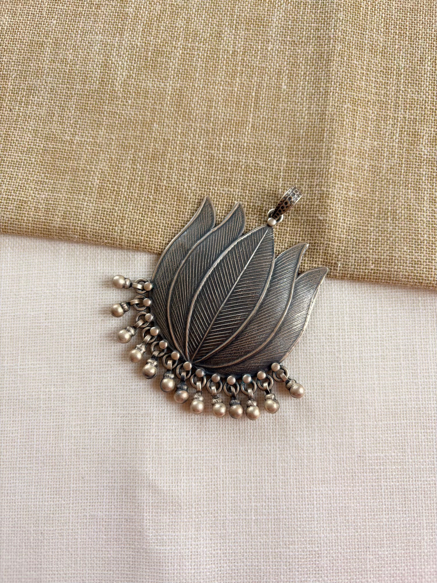 Pure Silver Tribal Lotus Pendant