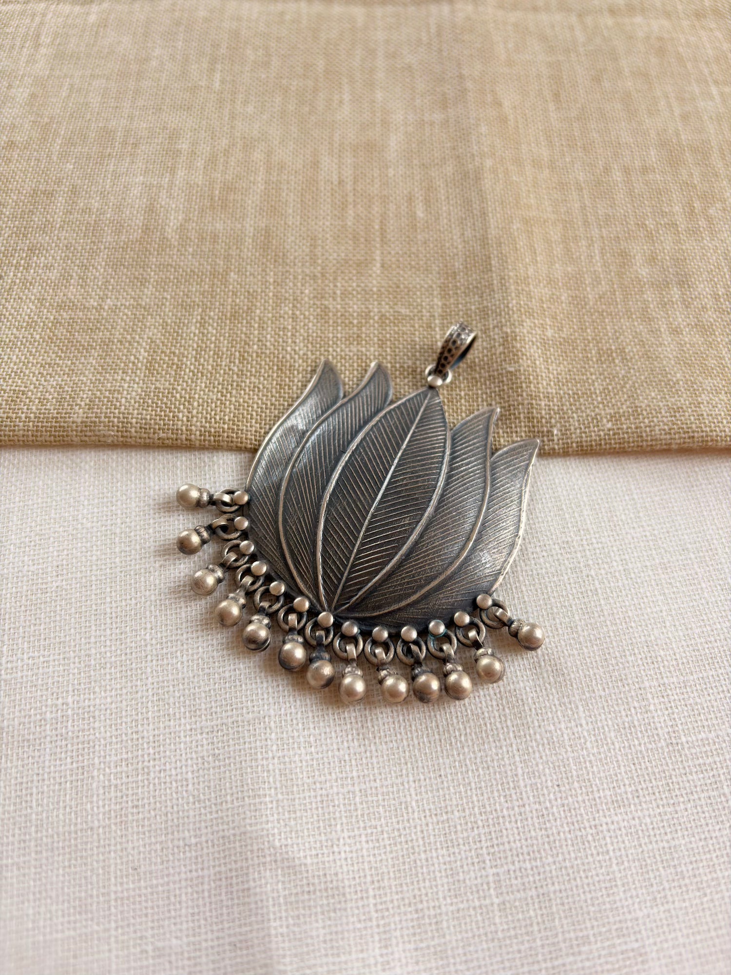 Pure Silver Tribal Lotus Pendant