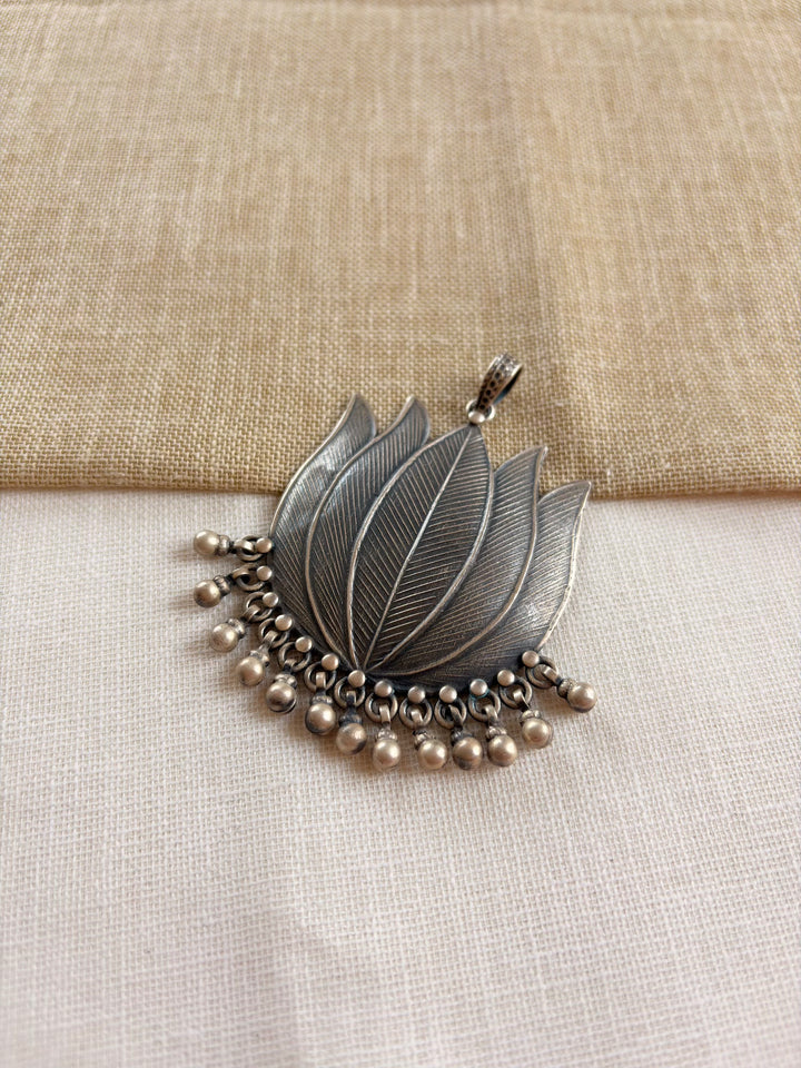 Pure Silver Tribal Lotus Pendant