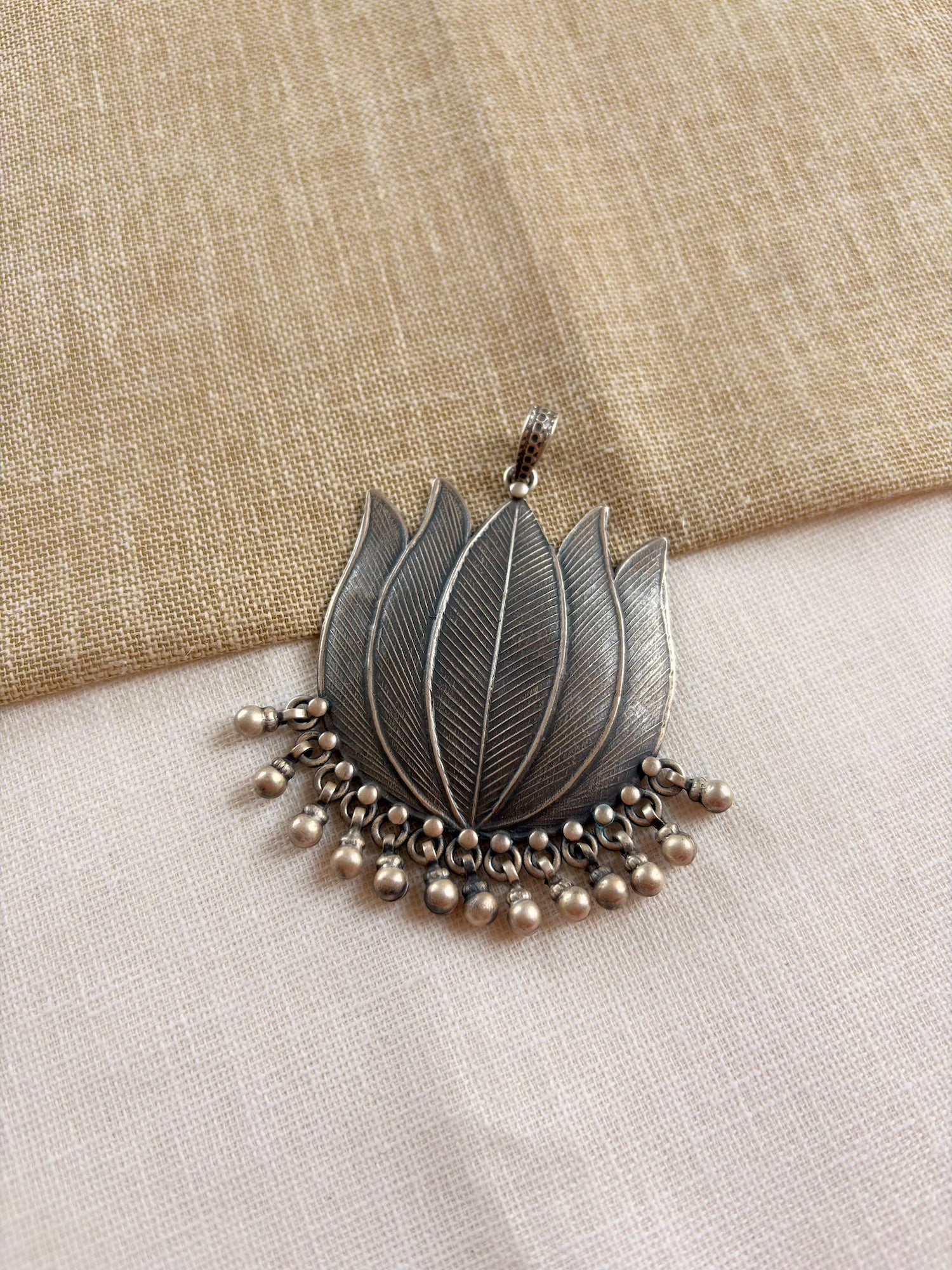 Pure Silver Tribal Lotus Pendant
