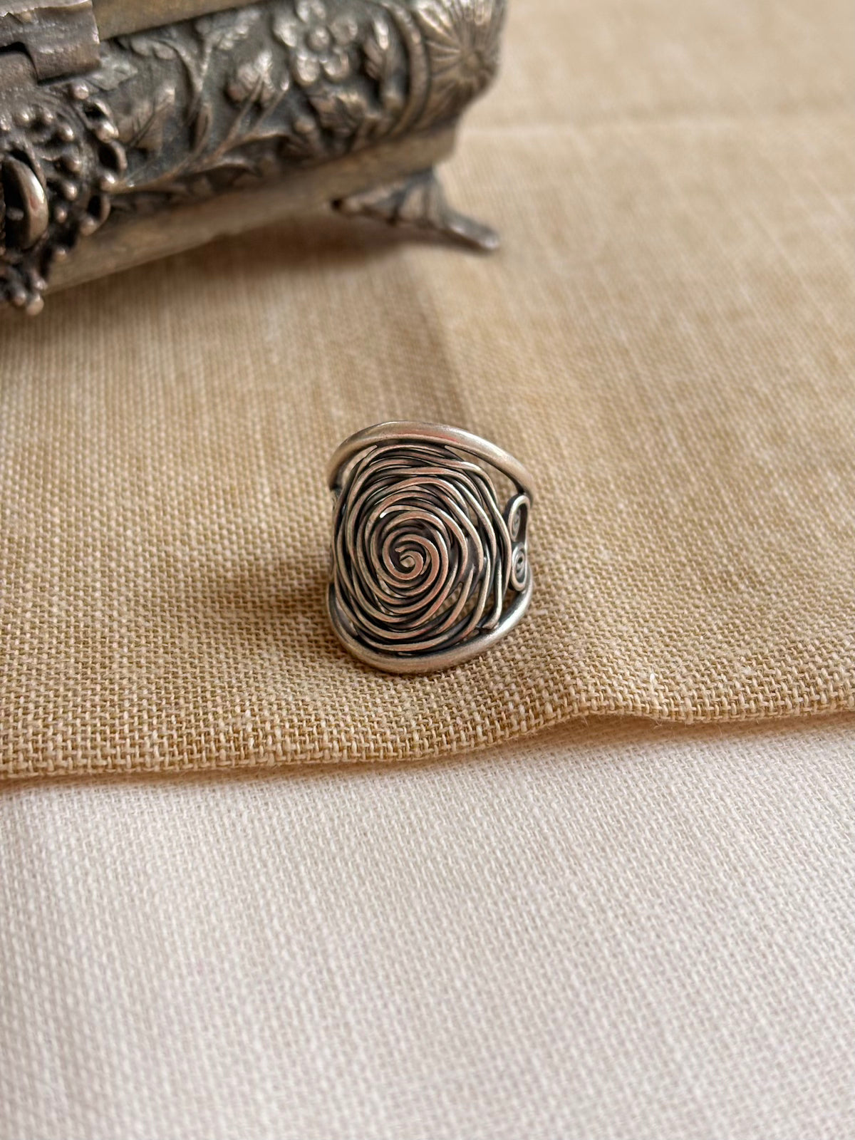 Silver Swirl Ring (Adjustable)