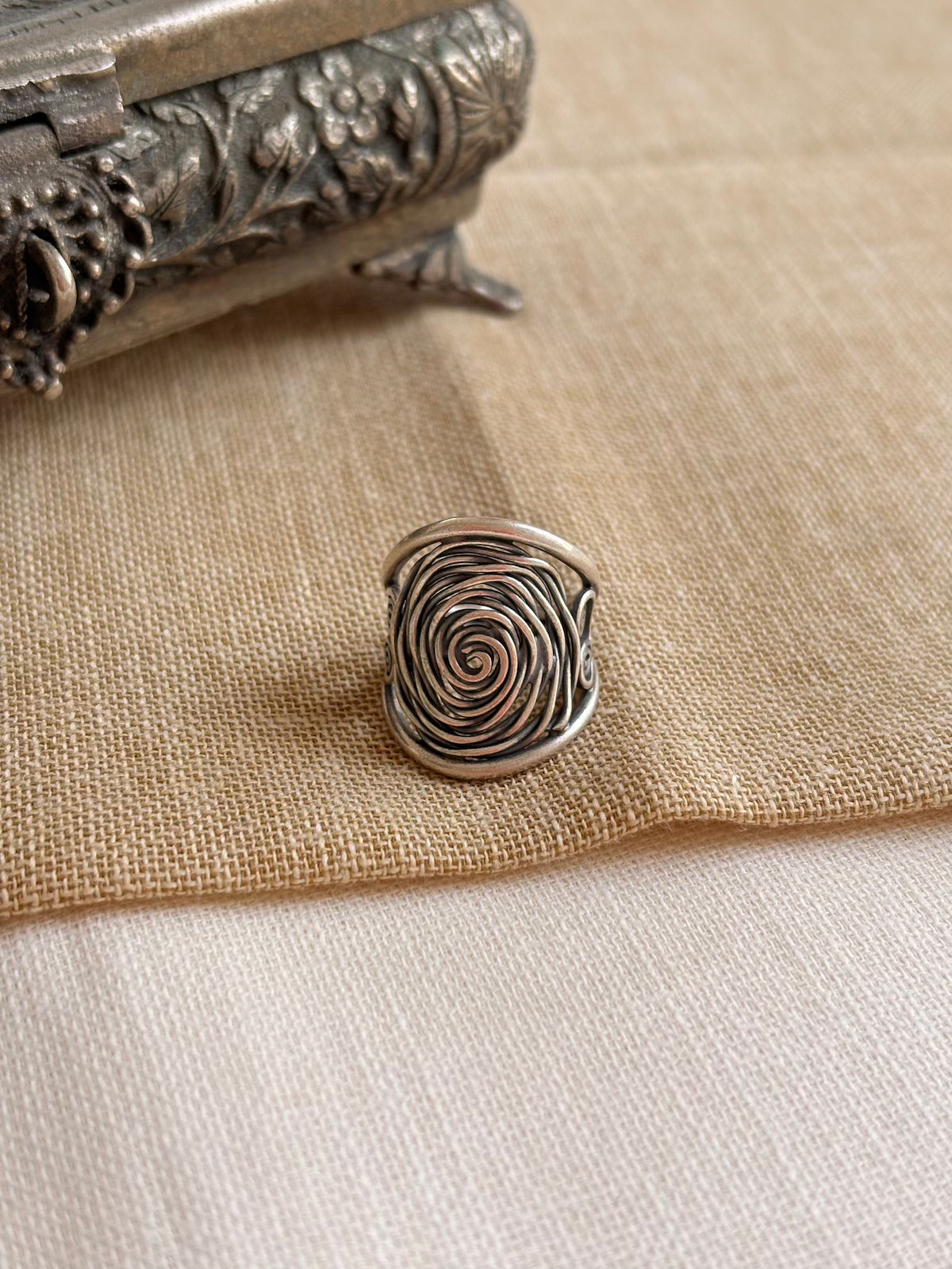 Silver Swirl Ring (Adjustable)