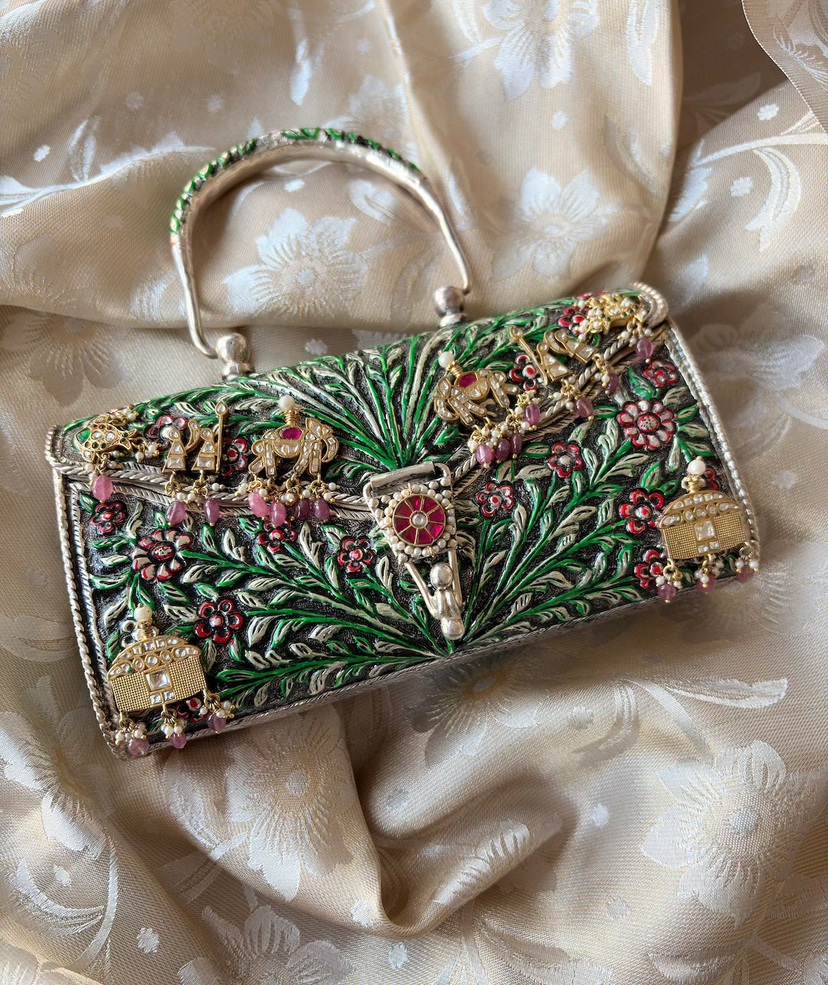Silver Green Garden Purse