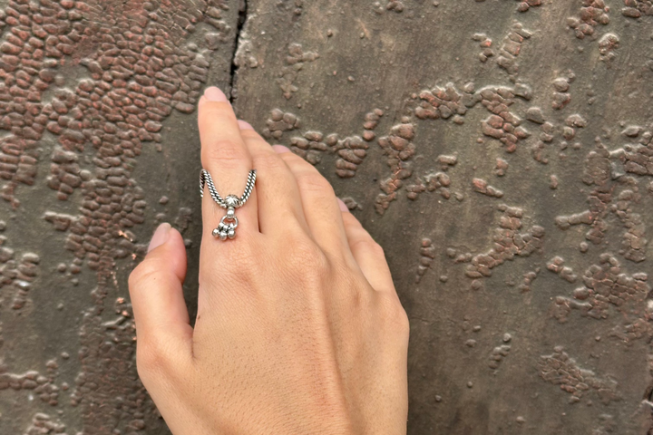 silver ghungroo ring 
