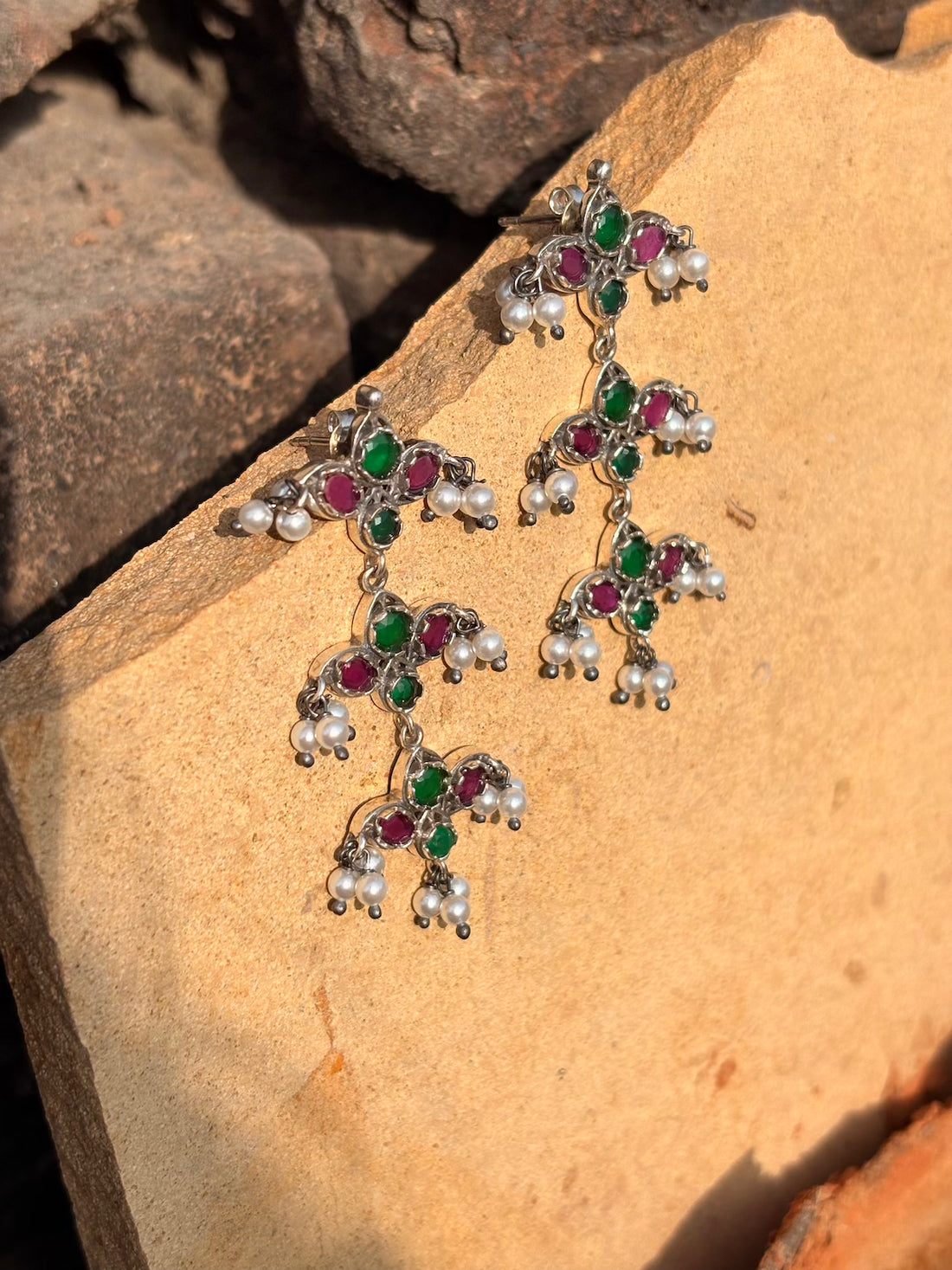 Charm Oxidised Silver Earrings