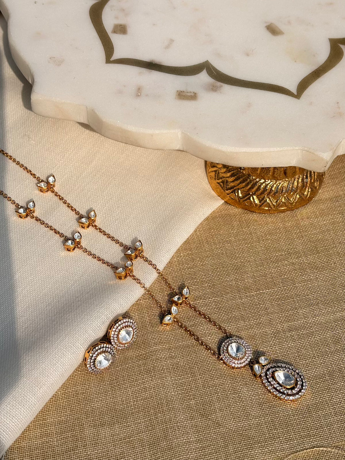 Gold Plated Silver Teardrop Necklace Set