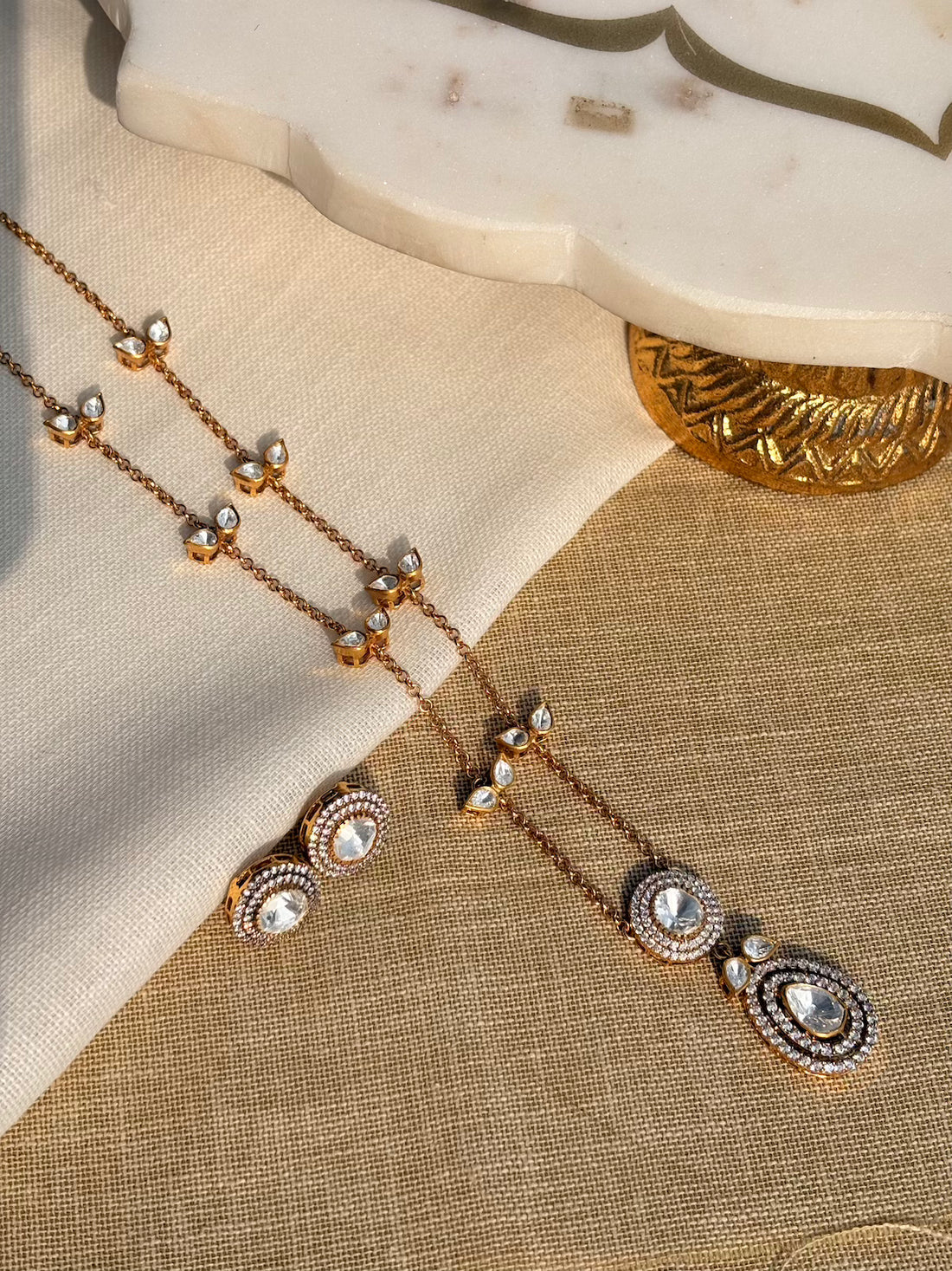 Gold Plated Silver Teardrop Necklace Set