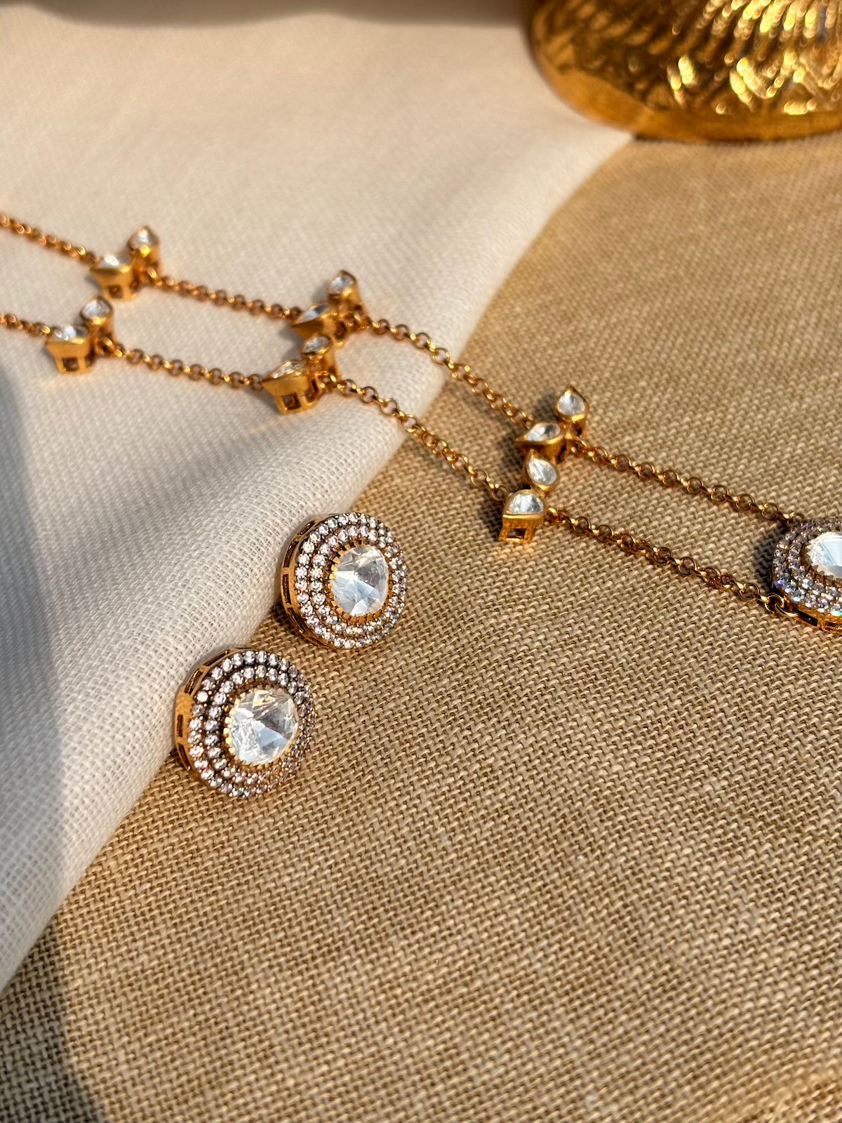 Gold Plated Silver Teardrop Necklace Set