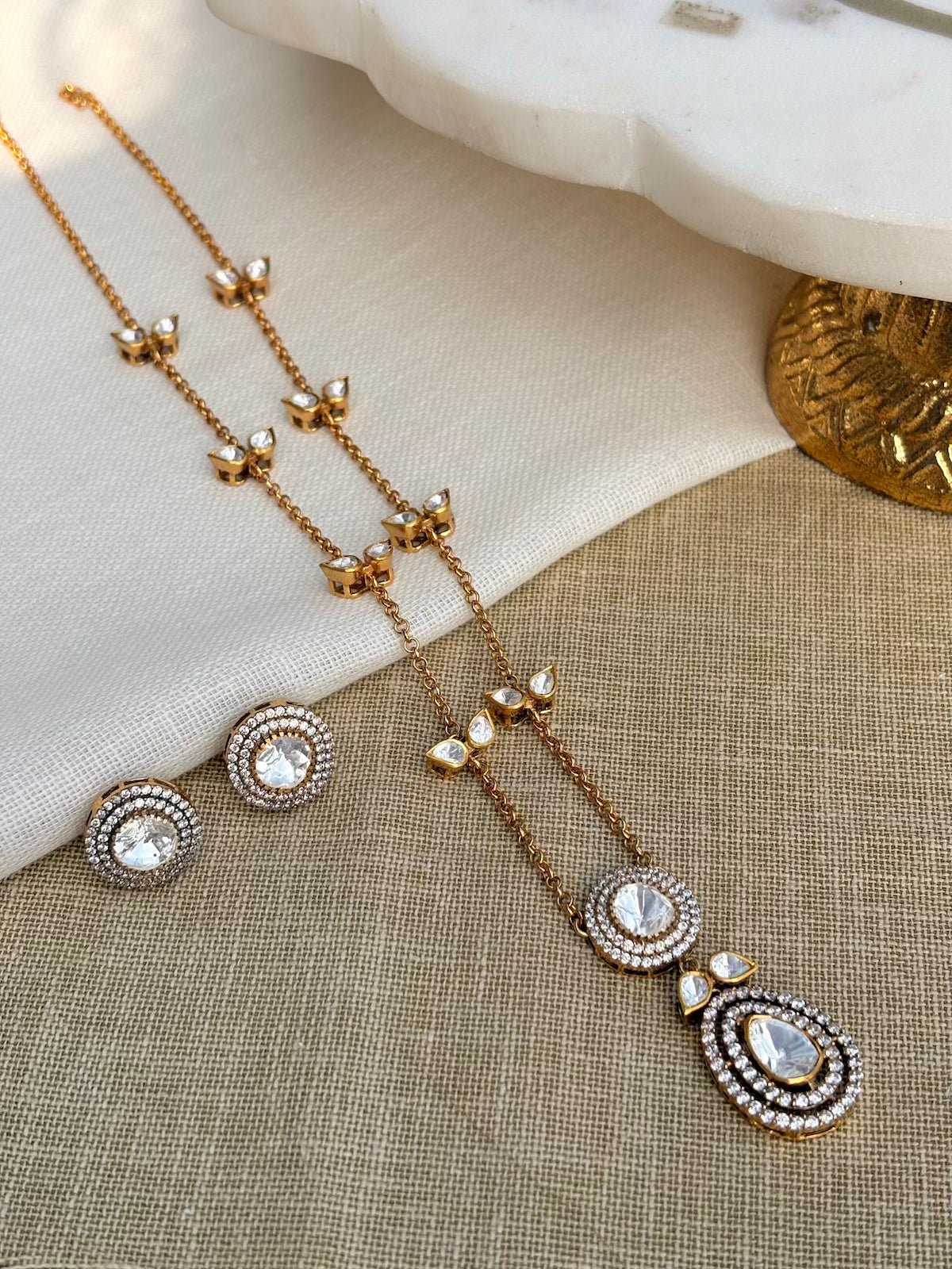 Gold Plated Silver Teardrop Necklace Set