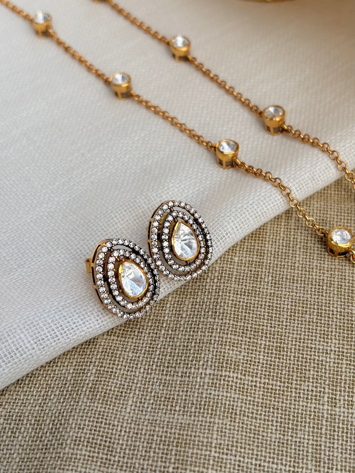 Gold Plated Silver Teardrop Necklace Set