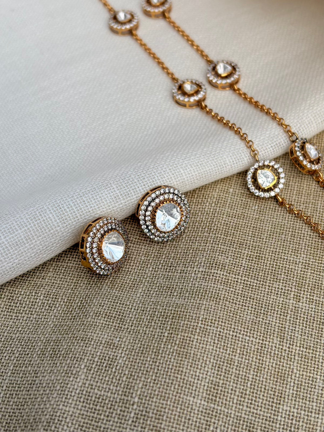 Gold Plated Silver Round Necklace Set