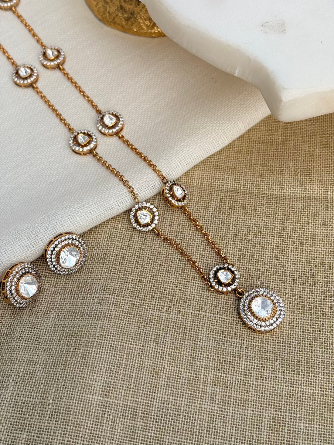 Gold Plated Silver Round Necklace Set