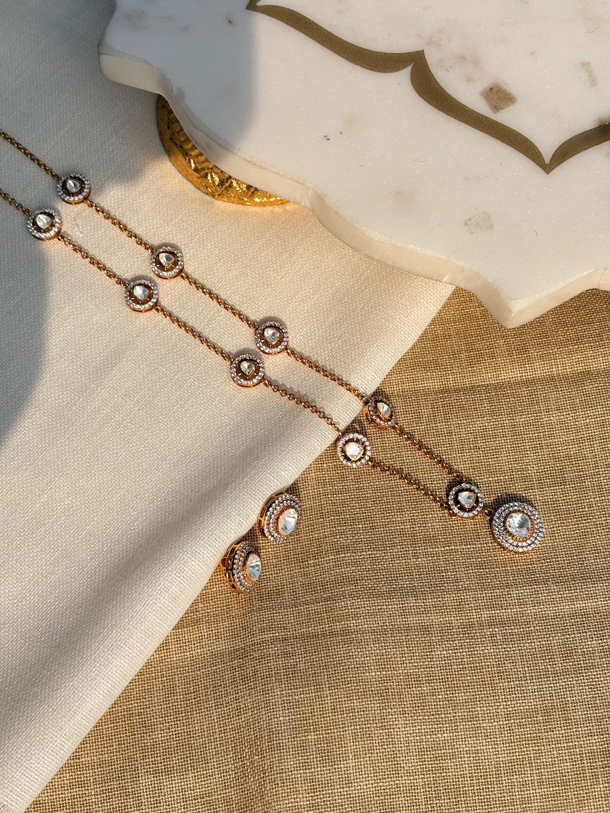 Gold Plated Silver Round Necklace Set