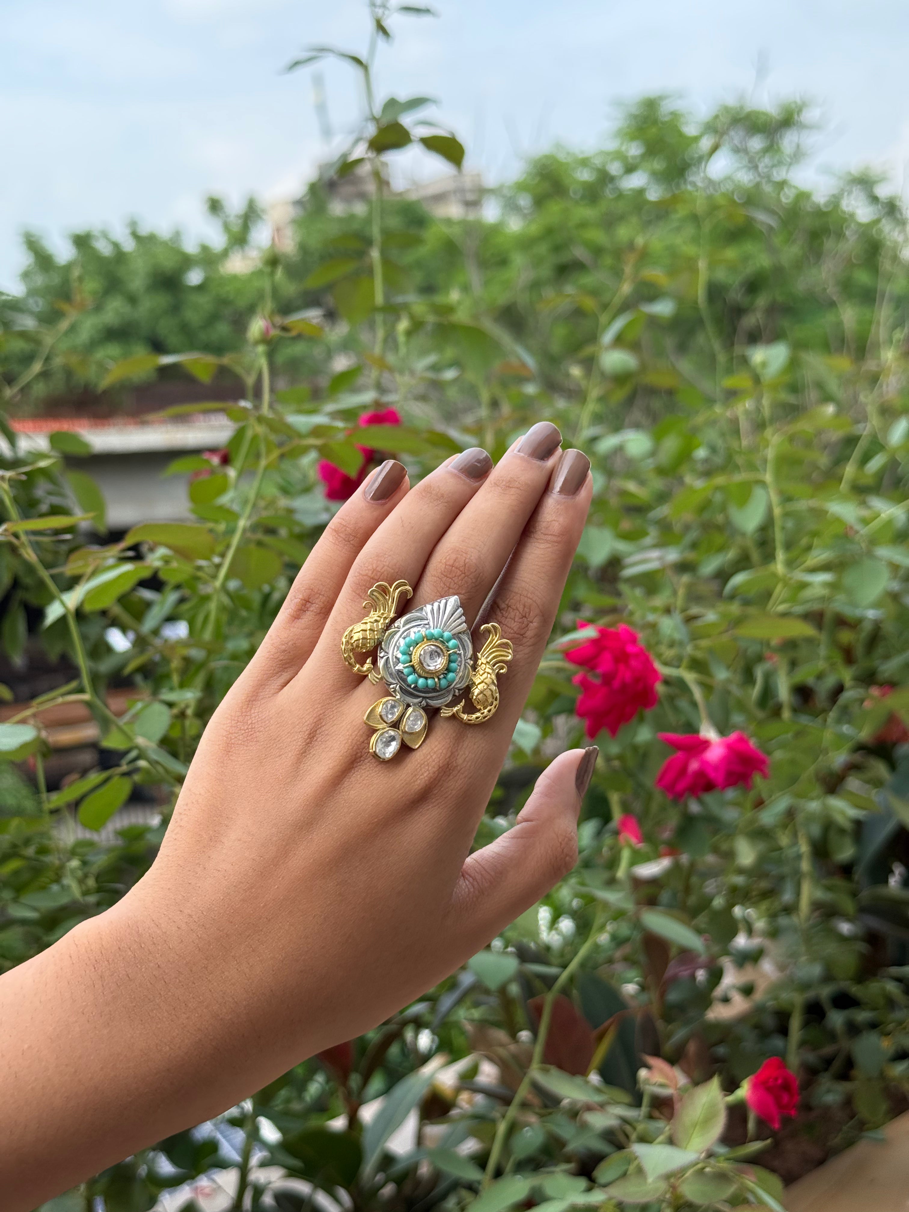 Silver Cocktail White Stone Ring