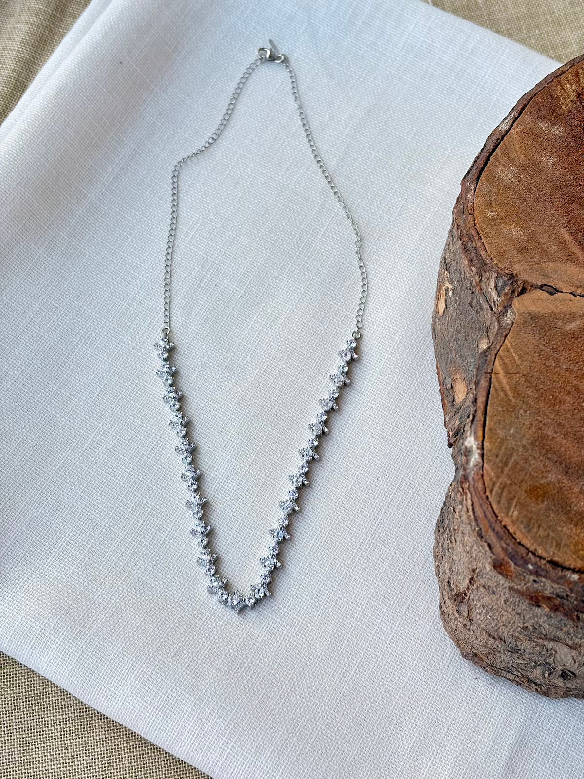 Silver Leaf Garden Necklace Set (With Chain)