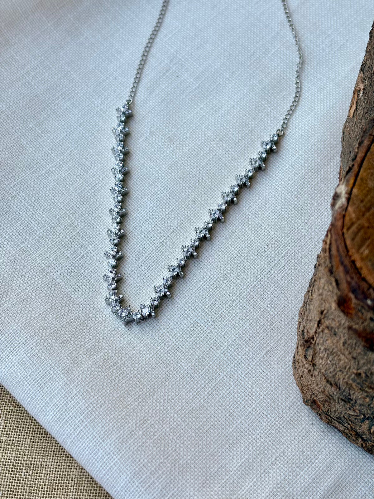 Silver Leaf Garden Necklace Set (With Chain)