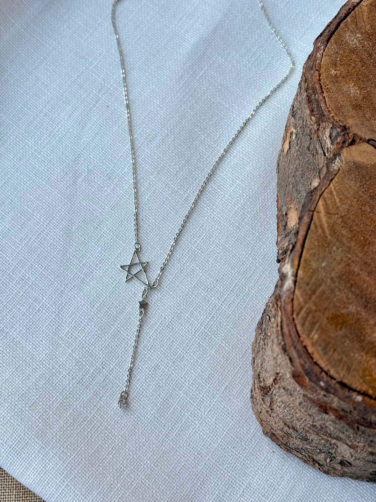 Silver Star Design Necklace  (With Chain)