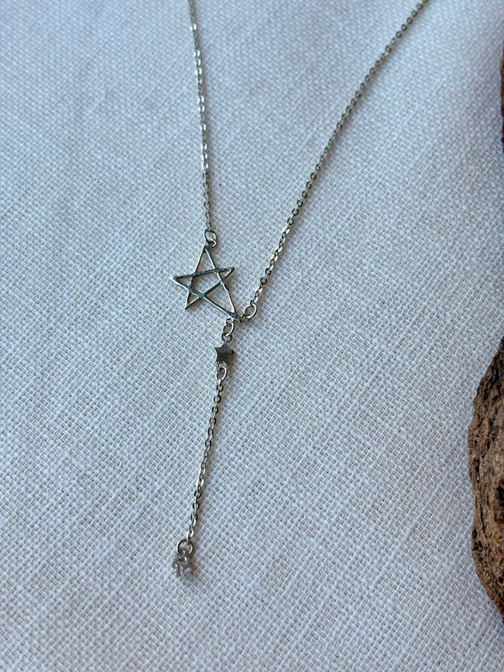 Silver Star Design Necklace  (With Chain)