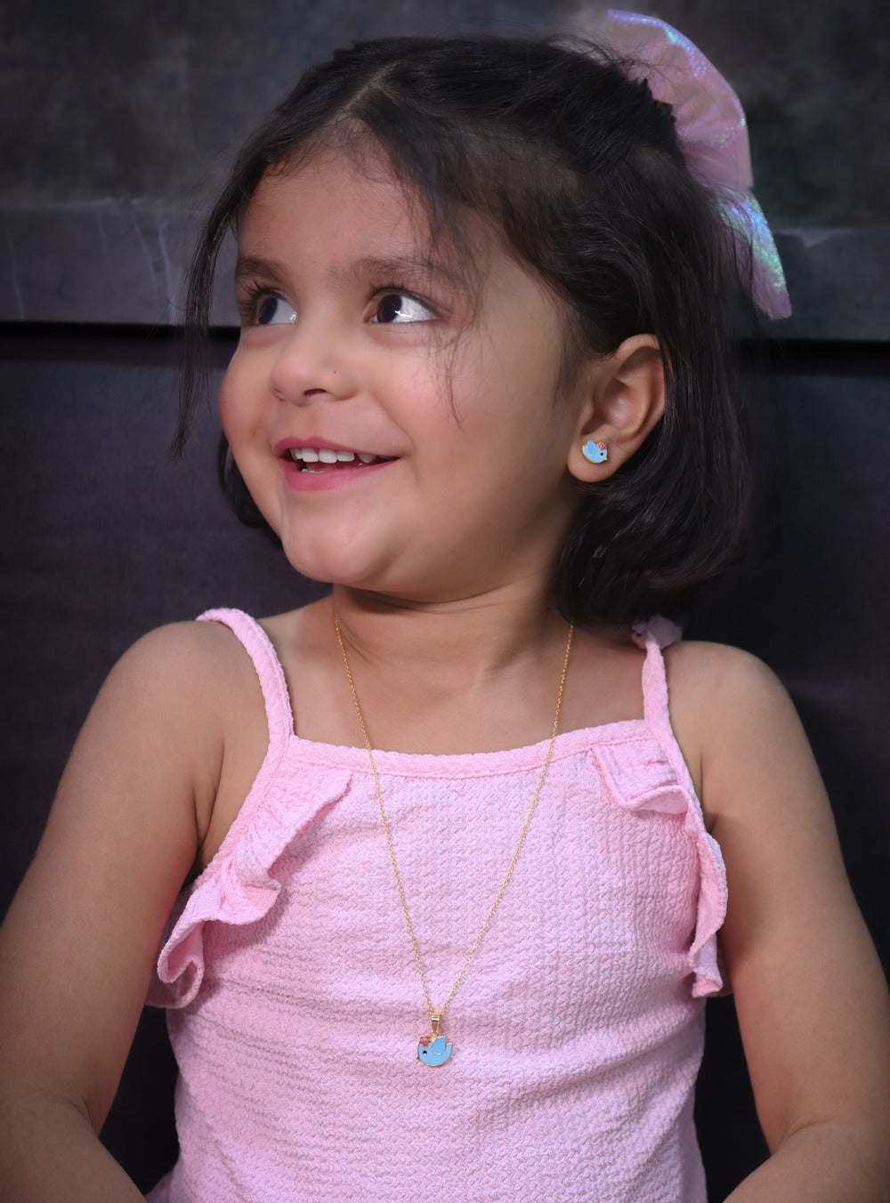 Kids Silver Bird SEarringshaped Pendant and