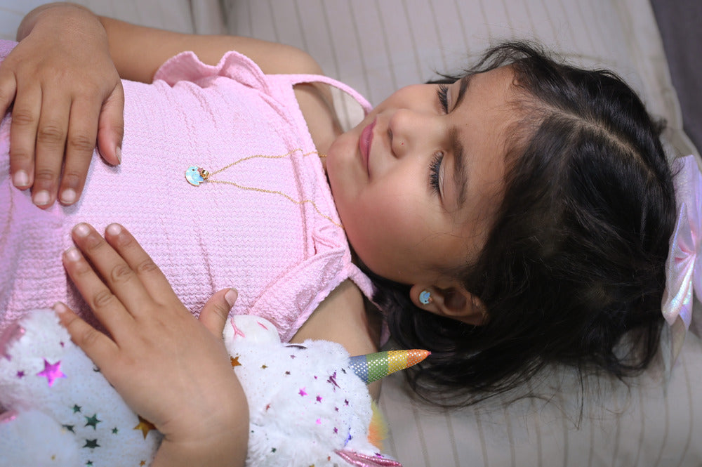 Kids Silver Bird Shaped Pendant And Earings