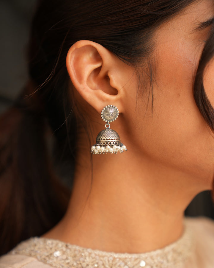 Minimal Oxidised Silver Earrings 
