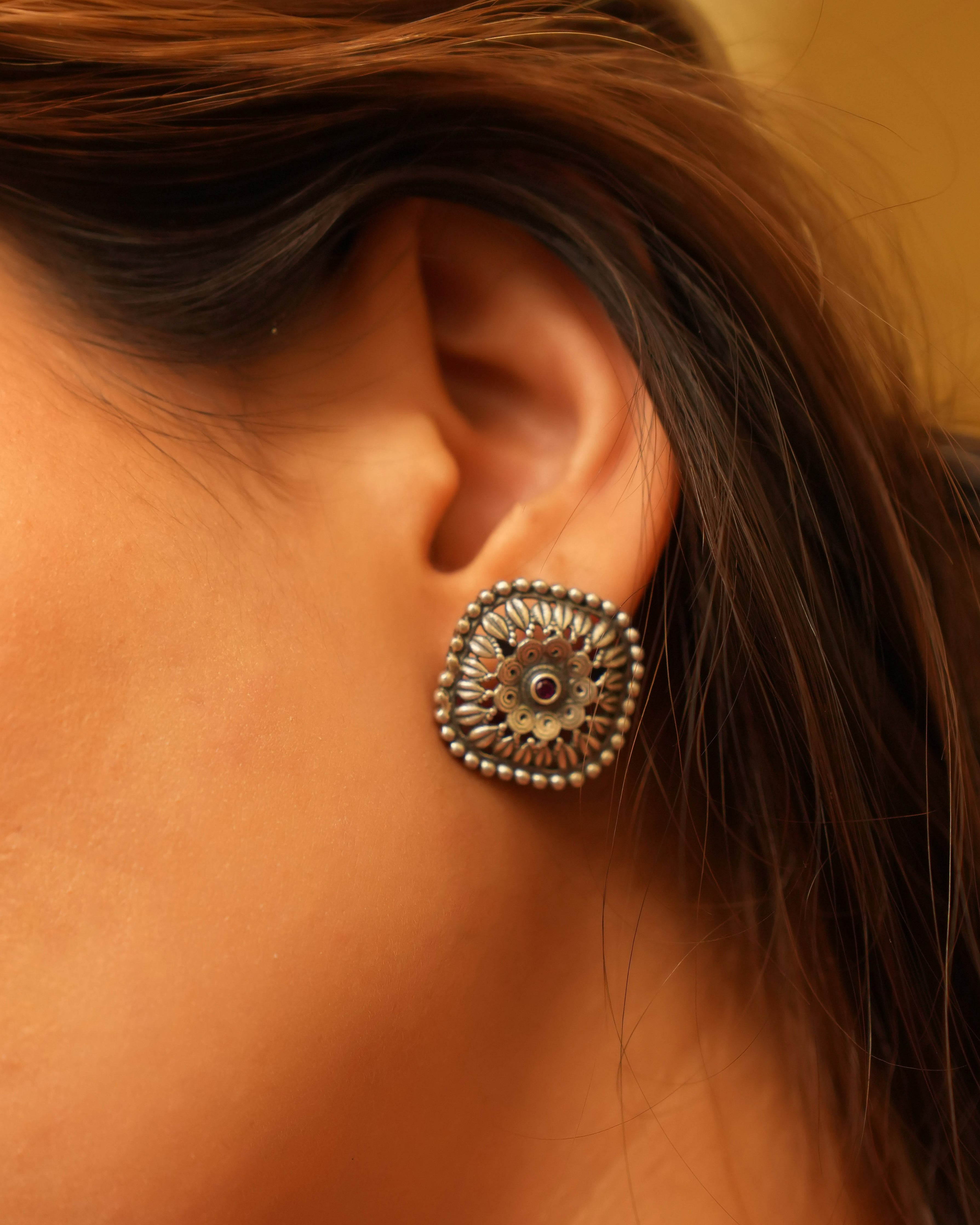 Timeless Minimalist Oxidised Silver Studs