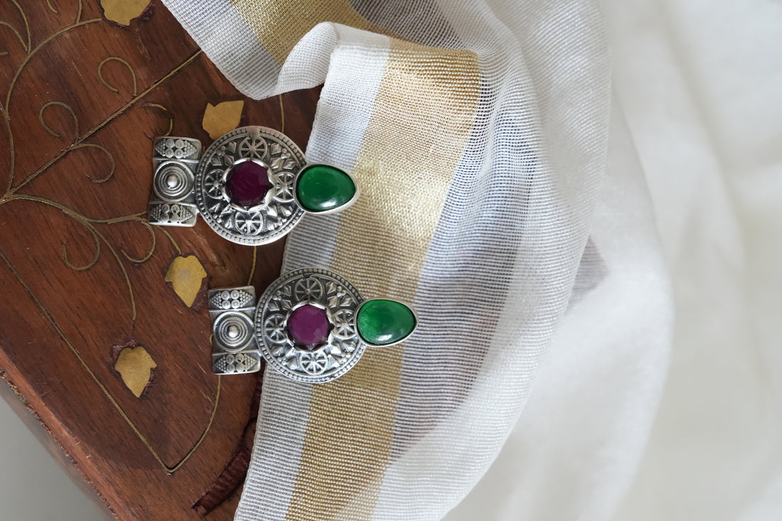 Oxidised Silver Earring