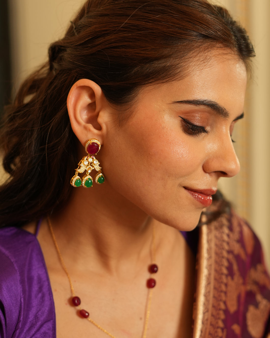 Polki silver Pendant Set
